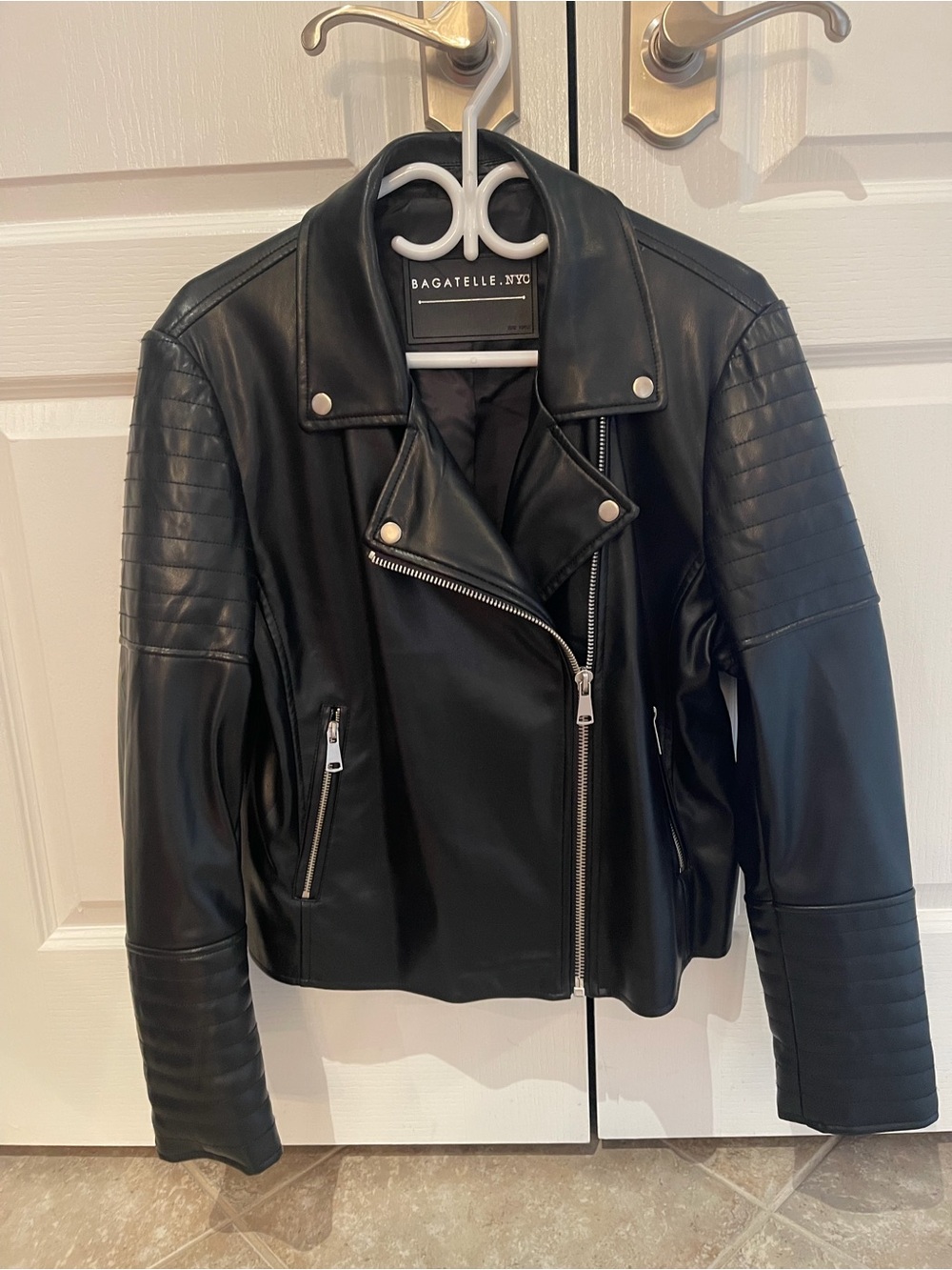 bagatelle Black Faux Leather Quilted Moto Jacket